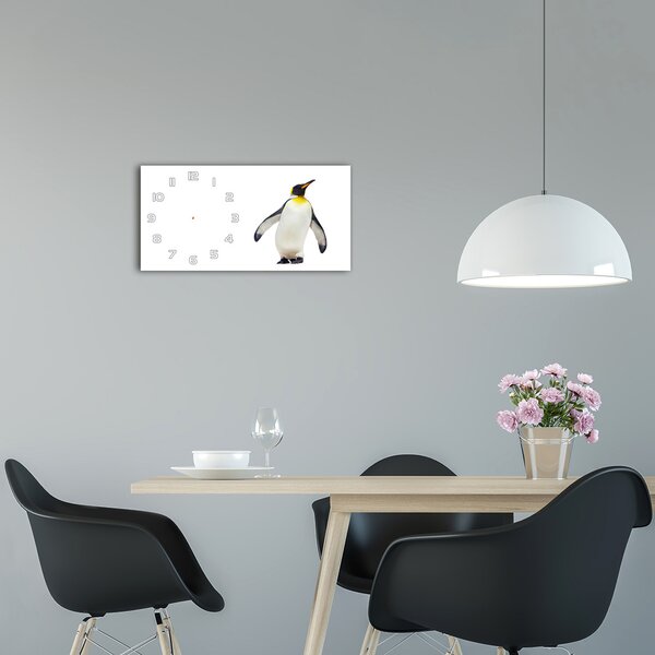 Moderní skleněné hodiny na stěnu Tučňák pl_zsp_60x30_f_59348064