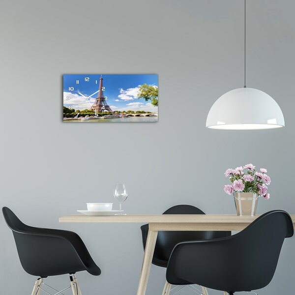 Skleněné hodiny na stěnu Eiffelova věž Paříž pl_zsp_60x30_f_59254074