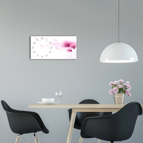 Skleněné hodiny na stěnu tiché Růžové květiny pl_zsp_60x30_f_59922852