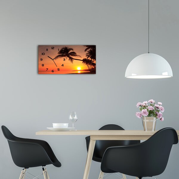 Skleněné hodiny na stěnu Západ slunce pláž pl_zsp_60x30_f_60014664