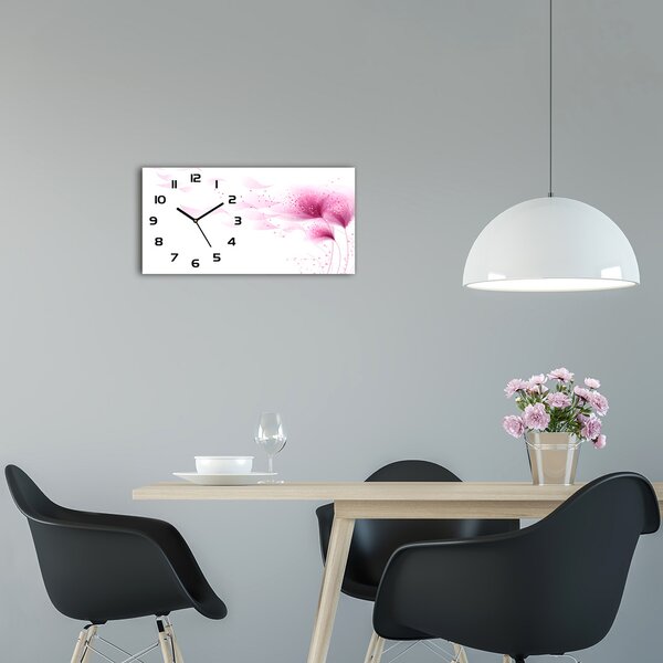 Skleněné hodiny na stěnu tiché Růžové květiny pl_zsp_60x30_f_59922852
