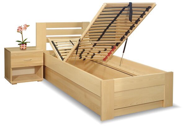 Postel s úložným prostorem Rita, 90x200, 80x200, masiv buk