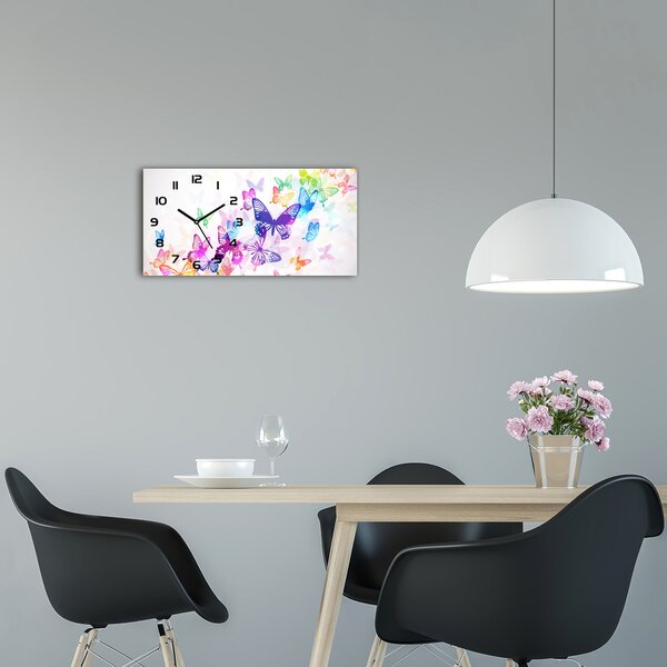 Skleněné hodiny na stěnu Barevní motýli pl_zsp_60x30_f_60051667