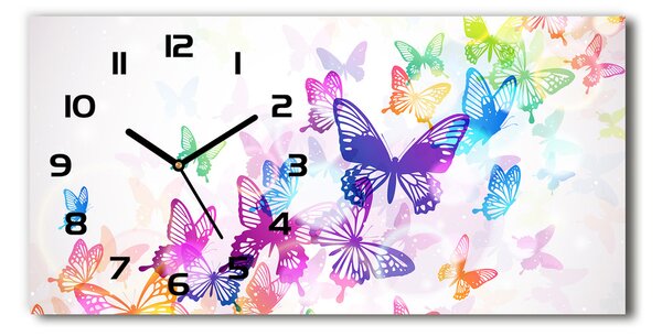 Skleněné hodiny na stěnu Barevní motýli pl_zsp_60x30_f_60051667