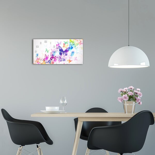Skleněné hodiny na stěnu Barevní motýli pl_zsp_60x30_f_60051667