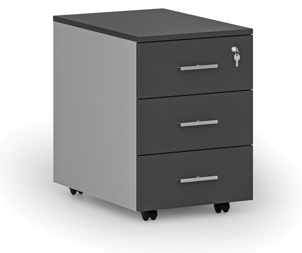Kancelářský mobilní kontejner PRIMO GRAY, 3 zásuvky, šedá/grafit