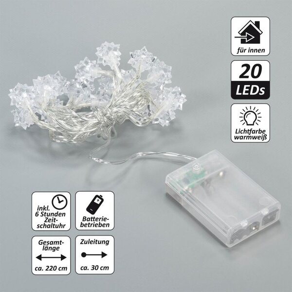 NEXOS Sada osvětlení hvězdy, 20 LED, teplá bílá, 3 ks