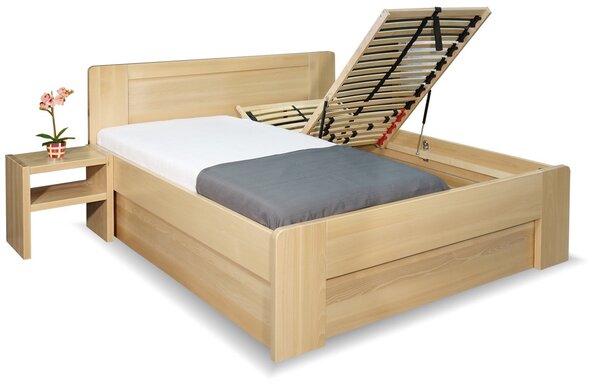 Zvýšená postel s úložným prostorem Dan, 160x200, 180x200, masiv buk