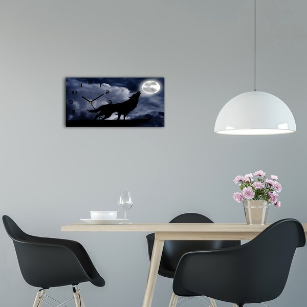 Skleněné hodiny na stěnu Vlk úplněk pl_zsp_60x30_f_61523126