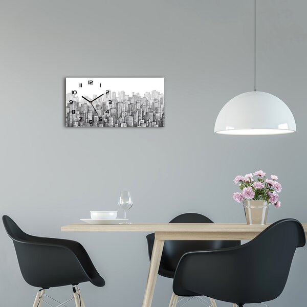Skleněné hodiny na stěnu tiché Mrakodrapy pl_zsp_60x30_f_61772854