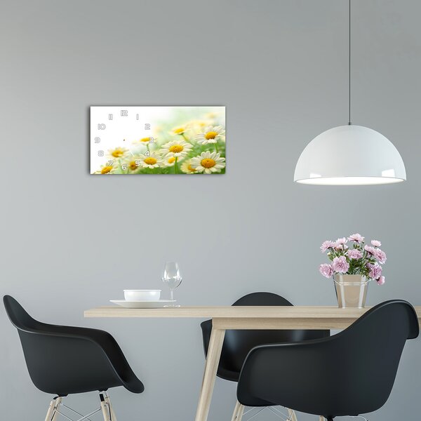 Moderní skleněné hodiny na stěnu Sedmikrásky pl_zsp_60x30_f_61700448