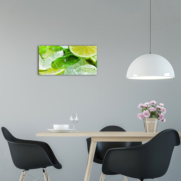 Skleněné hodiny na stěnu Limetka s ledem pl_zsp_60x30_f_61933128