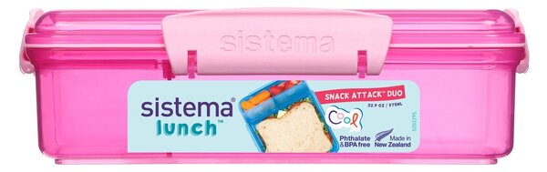 Sistema Dělený svačinový box Lunch Snack Attack Duo s 2 oddělenými přihrádkami 975 ml, růžová