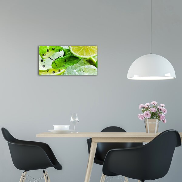 Skleněné hodiny na stěnu Limetka s ledem pl_zsp_60x30_f_61933128