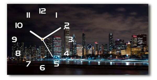 Skleněné hodiny na stěnu tiché Chicago noc pl_zsp_60x30_f_62338731