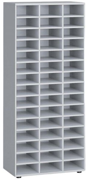 Třídicí regál PRIMO GRAY, 800 x 420 x 1781 mm, 45 přihrádek, šedý