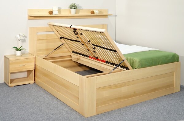 Vysoká postel s úložným prostorem Floria, masiv buk, 160x210