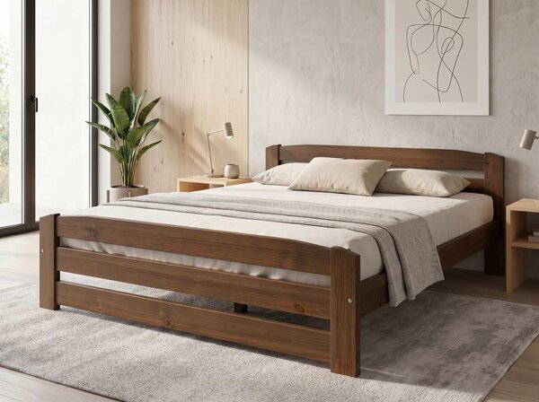 Manželská postel MD 646 - masiv borovice 160x200 cm, Moření MD: Olše