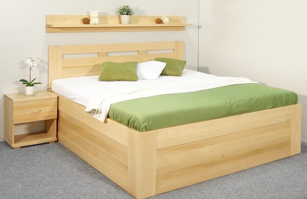 Vysoká postel s úložným prostorem Floria, masiv buk, 160x210