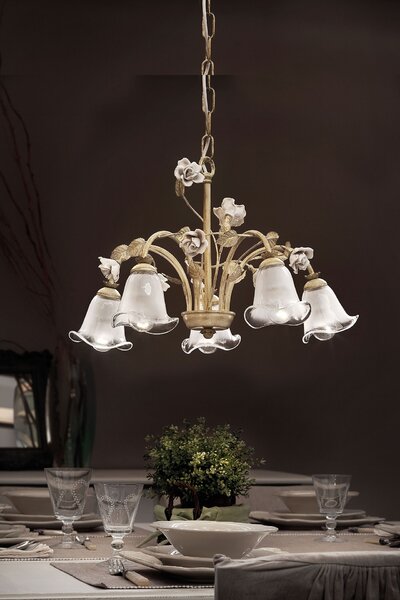 Ferroluce Závěsné retro svítidlo SIENA, ∅ 48 cm, 5xE14