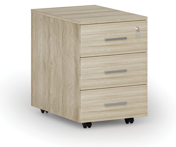 Kancelářský mobilní kontejner SOLID, 3 zásuvky, 430 x 546 x 619 mm, dub přírodní