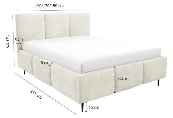 Manželská postel 140x200 VIONA LEG s úložným prostorem - černá