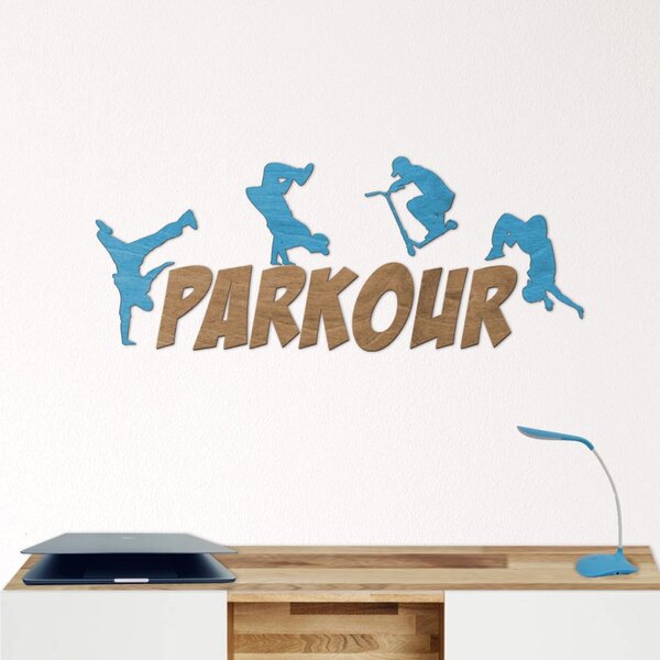 PARKOUR - dřevěný nápis na zeď Šířka 45 cm