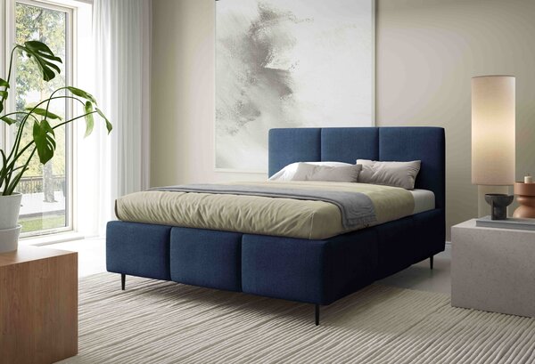 Manželská postel 140x200 VIONA LEG s úložným prostorem - modrá