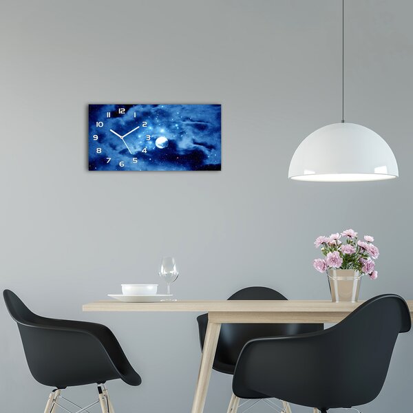 Skleněné hodiny na stěnu Měsíc v úplňku pl_zsp_60x30_f_64099626