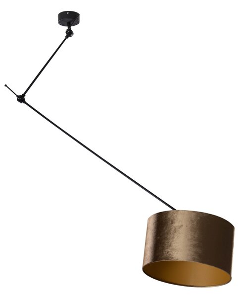 Závěsné svítidlo černé s bronzovým sametovým stínidlem 35 cm - Blitz