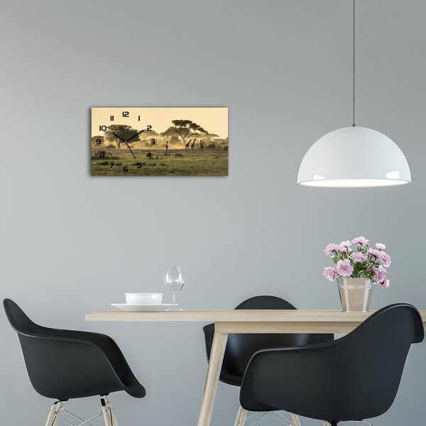 Skleněné hodiny na stěnu Žirafa savana pl_zsp_60x30_f_64472028