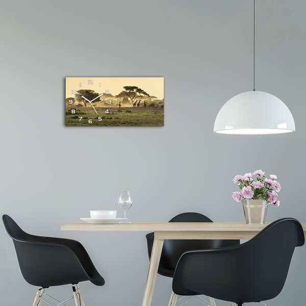 Skleněné hodiny na stěnu Žirafa savana pl_zsp_60x30_f_64472028
