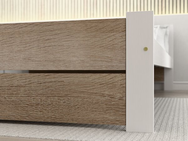 Postel IKAROS DOUBLE 180 x 200 cm, bílá/dub sonoma s lamelovým roštem