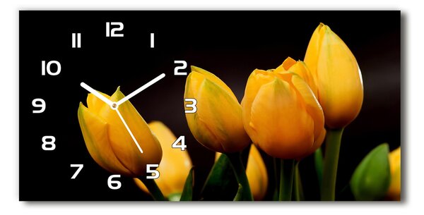 Skleněné hodiny na stěnu tiché Žluté tulipány pl_zsp_60x30_f_64836622