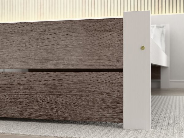 Postel IKAROS DOUBLE 140 x 200 cm, bílá/dub lanýž