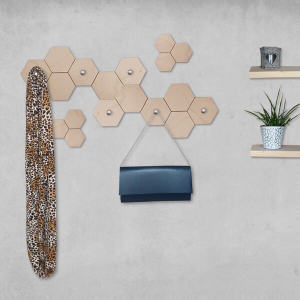 Nástěnný věšák HEXAGONY 2 Jednobarevné Satin chrom Délka 32 cm