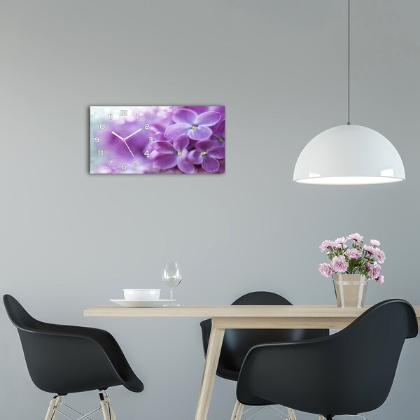 Moderní skleněné hodiny na stěnu Květy bzu pl_zsp_60x30_f_64853789