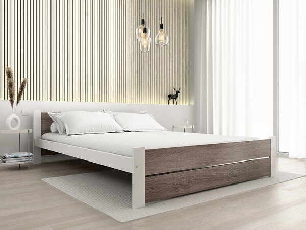 Postel IKAROS DOUBLE 140 x 200 cm, bílá/dub lanýž