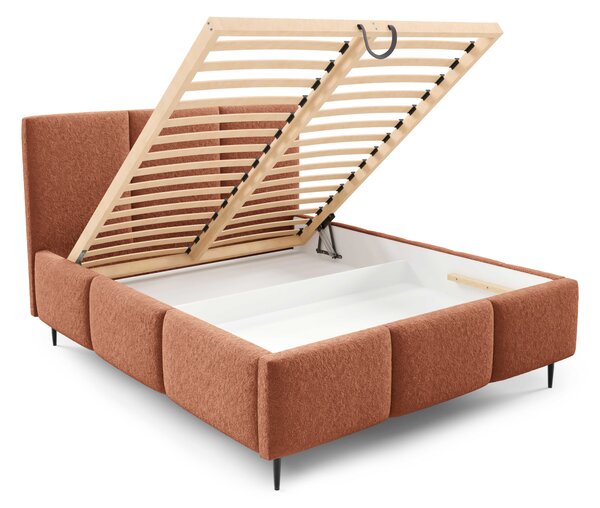 Manželská postel 140x200 VIONA LEG s úložným prostorem - korálová