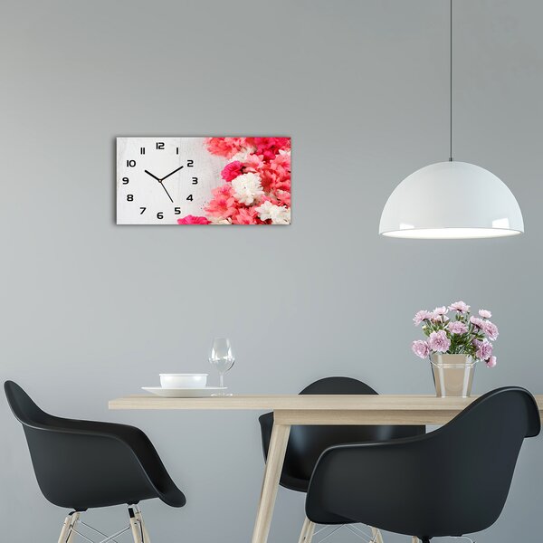 Moderní skleněné hodiny na stěnu Květiny pl_zsp_60x30_f_65120570