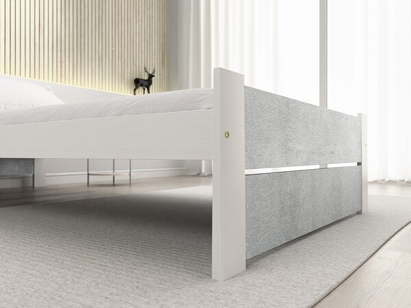 Postel IKAROS DOUBLE 90 x 200 cm, beton/bílá Rošt: Bez roštu, Matrace: Matrace Coco Maxi 20 cm