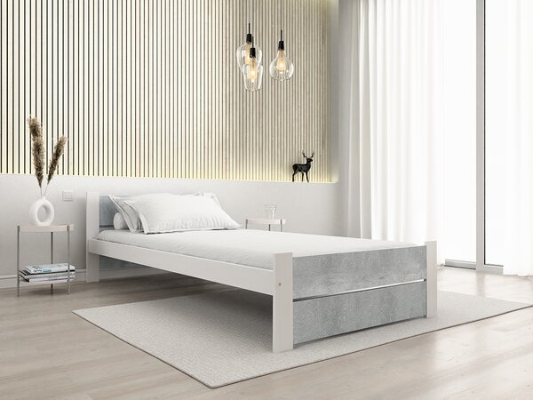 Postel IKAROS DOUBLE 90 x 200 cm, beton/bílá Rošt: Bez roštu, Matrace: Matrace Coco Maxi 20 cm