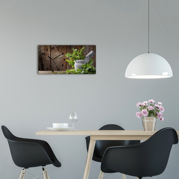 Skleněné hodiny na stěnu Bylinky v hmoždíři pl_zsp_60x30_f_65235684