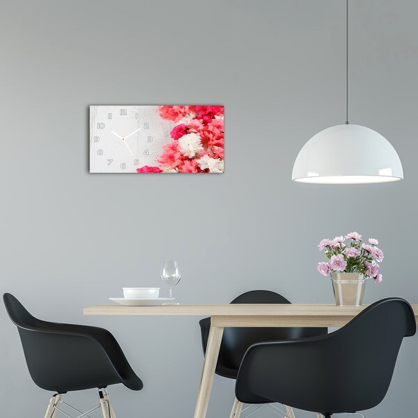 Moderní skleněné hodiny na stěnu Květiny pl_zsp_60x30_f_65120570