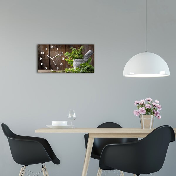 Skleněné hodiny na stěnu Bylinky v hmoždíři pl_zsp_60x30_f_65235684