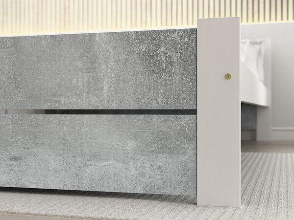 Postel IKAROS DOUBLE 140 x 200 cm, beton/bílá