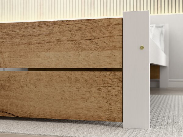 Postel IKAROS DOUBLE 120 x 200 cm, dub artisan/bílá s lamelovým roštem