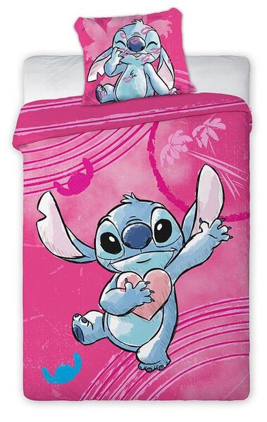 Bavlněné ložní povlečení Stitch růžový