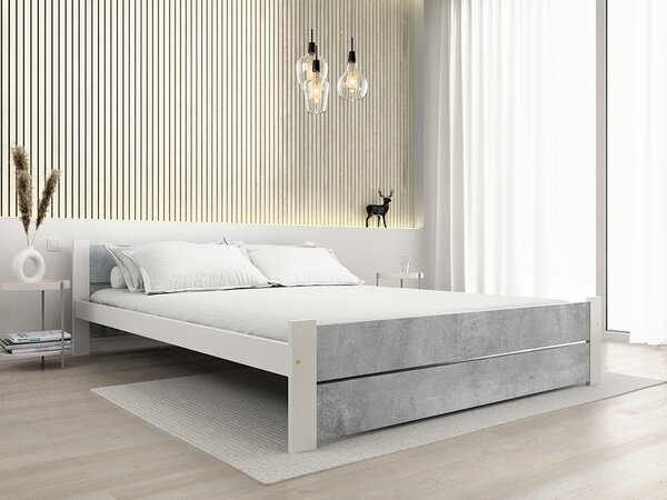 Postel IKAROS DOUBLE 140 x 200 cm, beton/bílá