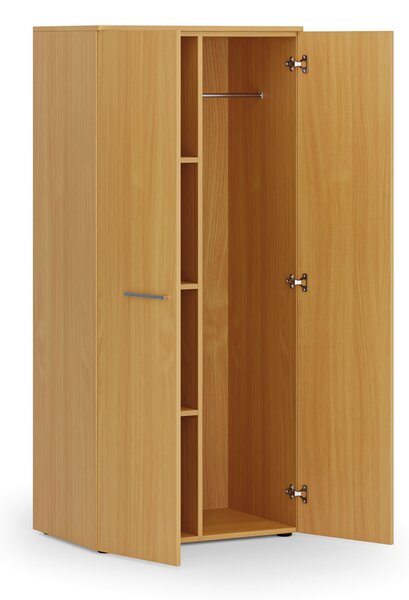 Kancelářská šatní skříň PRIMO WOOD, 3 police, šatní tyč, 800 x 500 x 1781 mm, buk